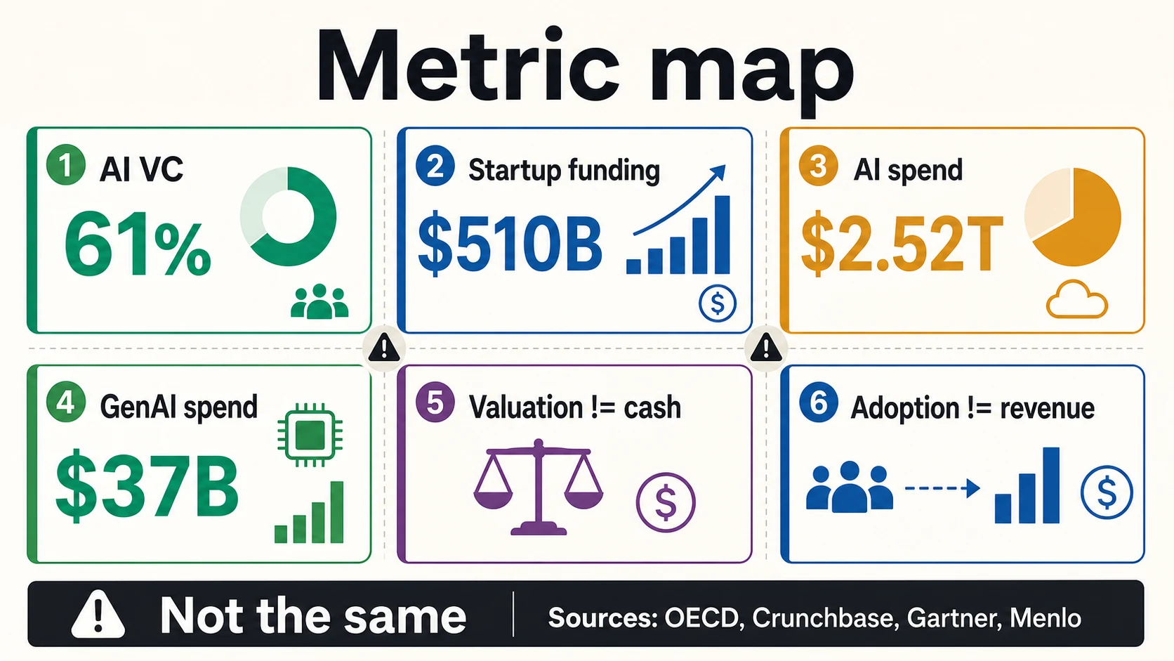 Founder benchmark panel showing Carta Q1, AI share, foundation models, stage timeline, Series A, Series E+, and caution label