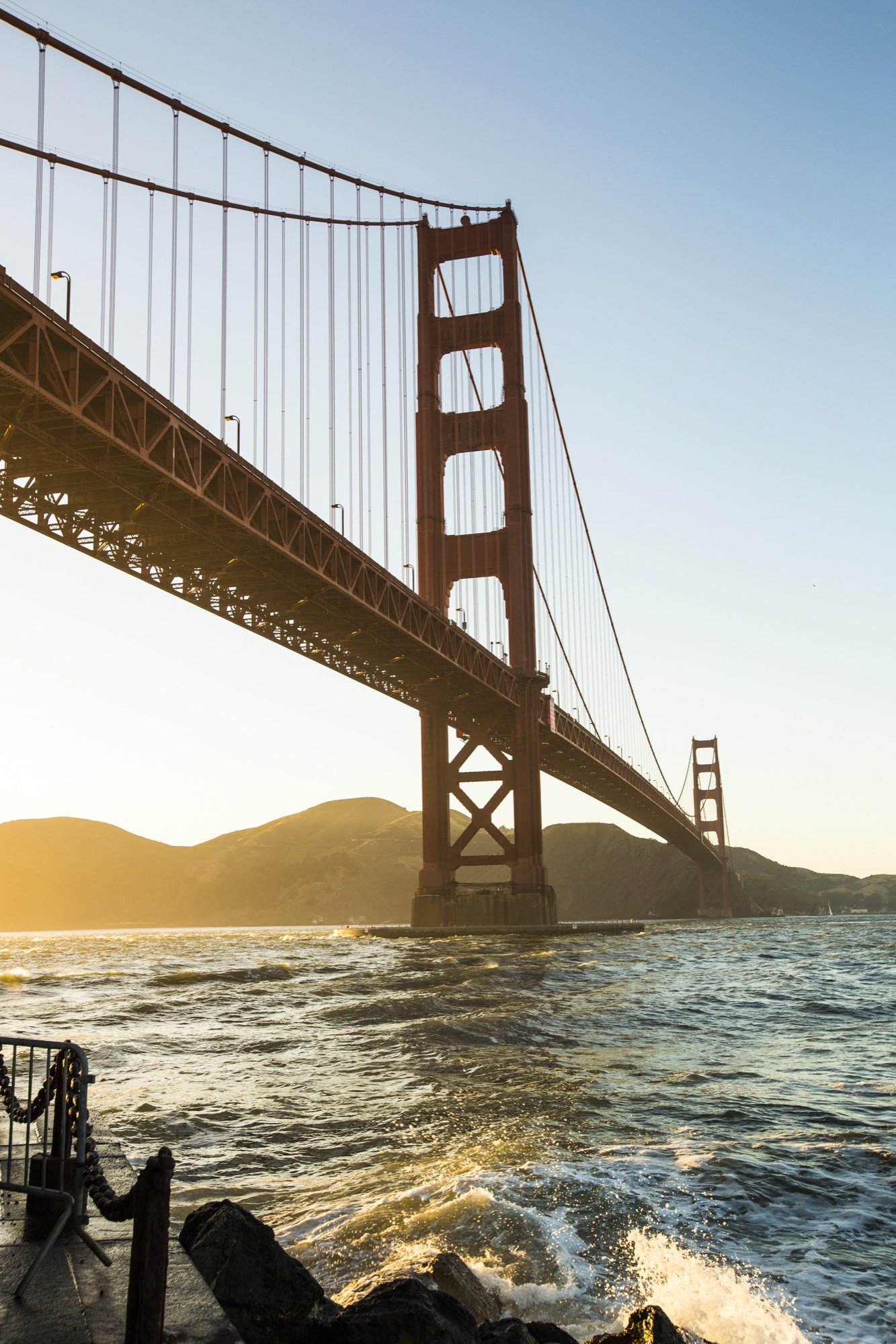 The Golden Gate Bridge at sunset