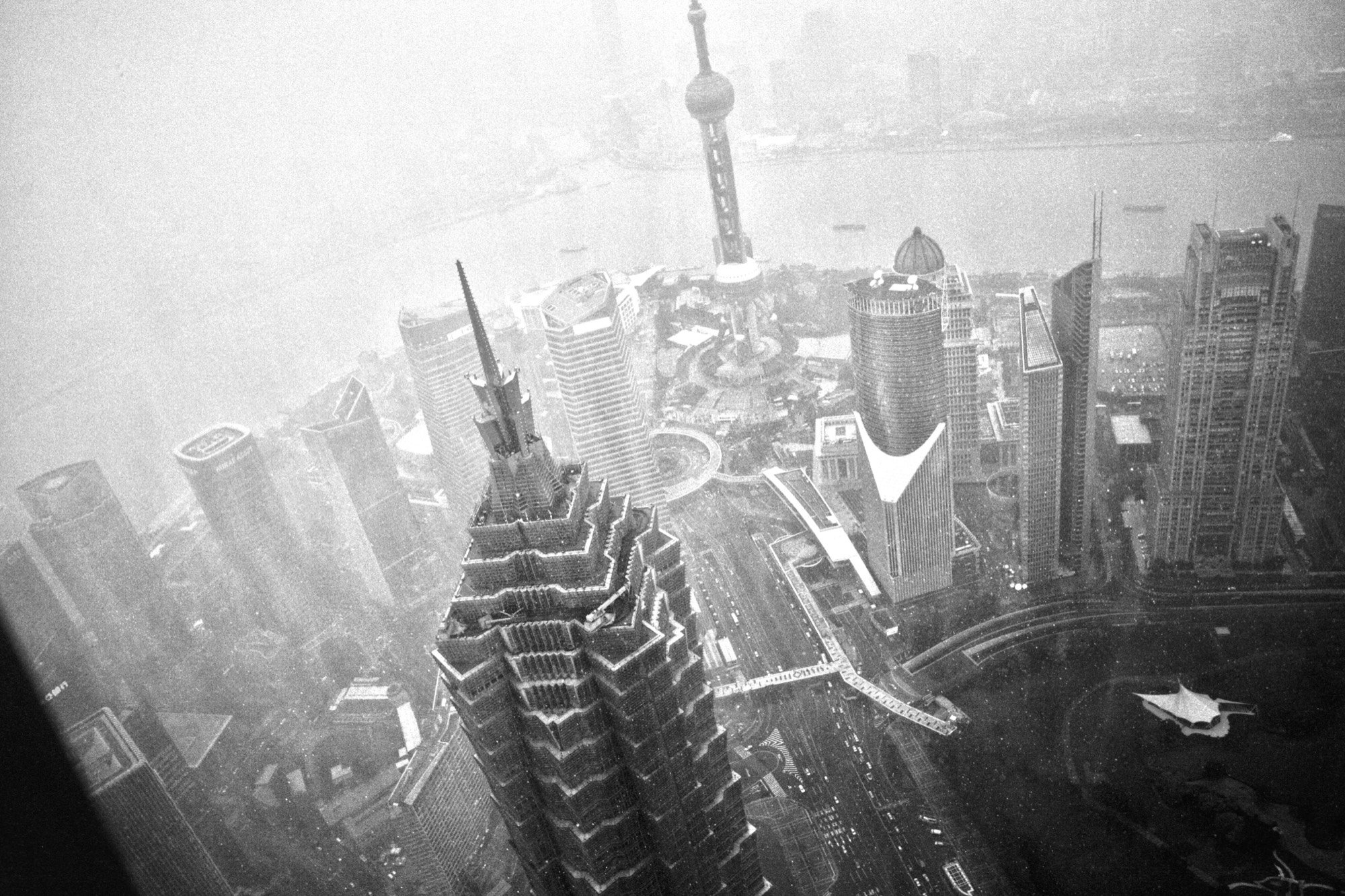 The Shanghai skyline and Oriental Pearl Tower in haze