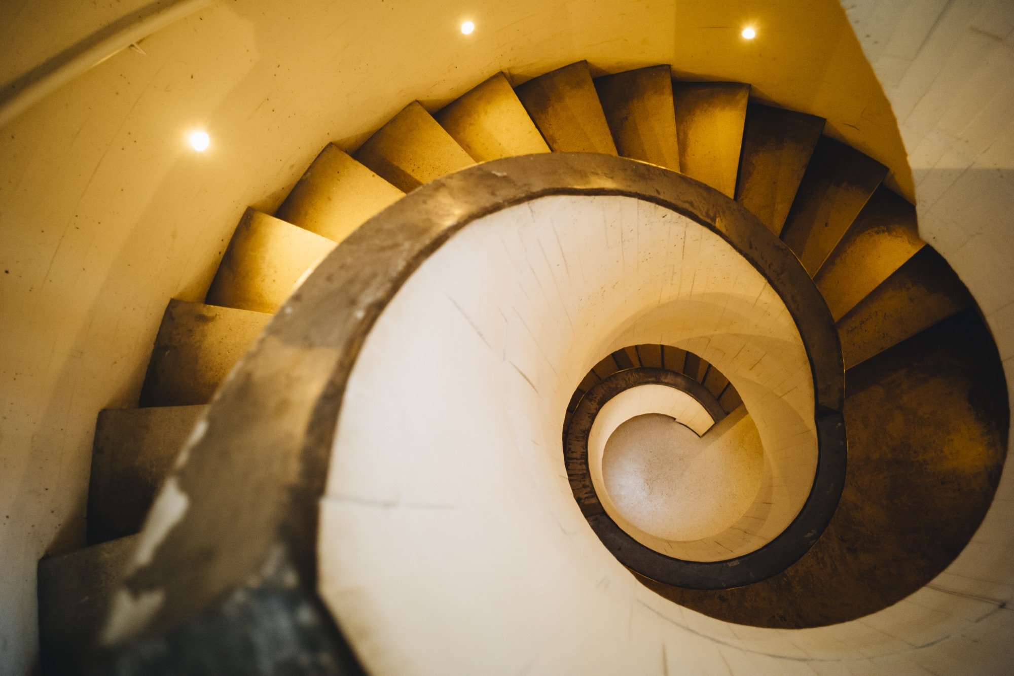 A spiral staircase seen from above