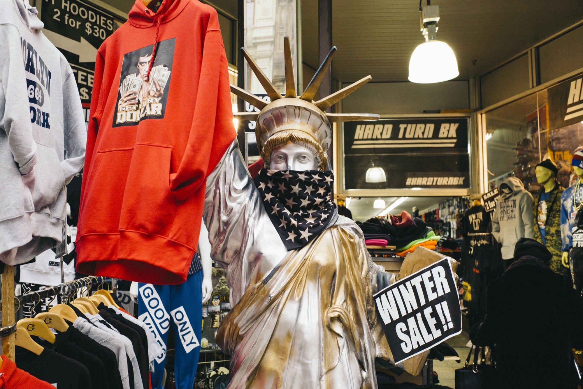 A costumed mannequin in a shop window