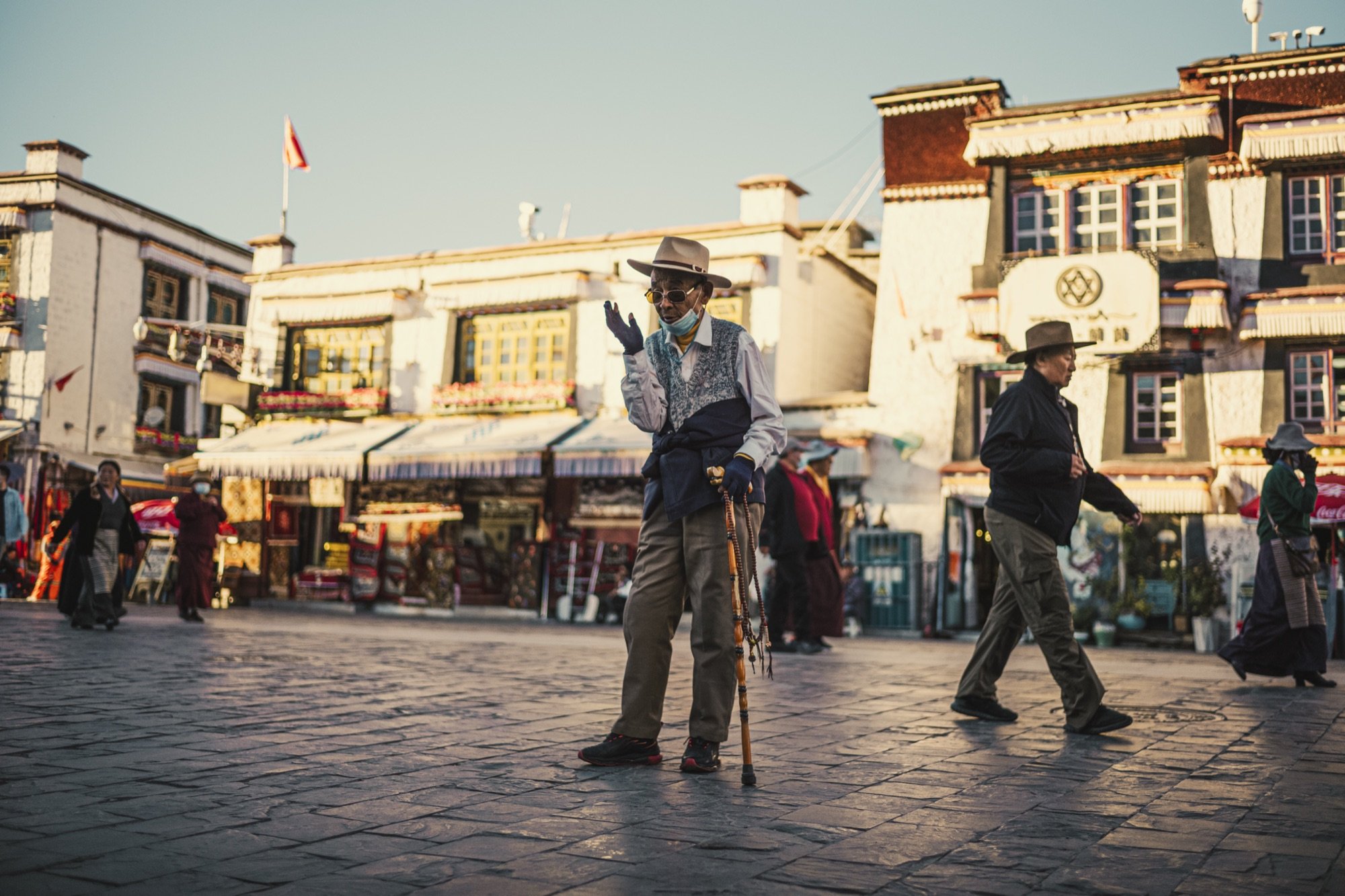 An old man with a cane